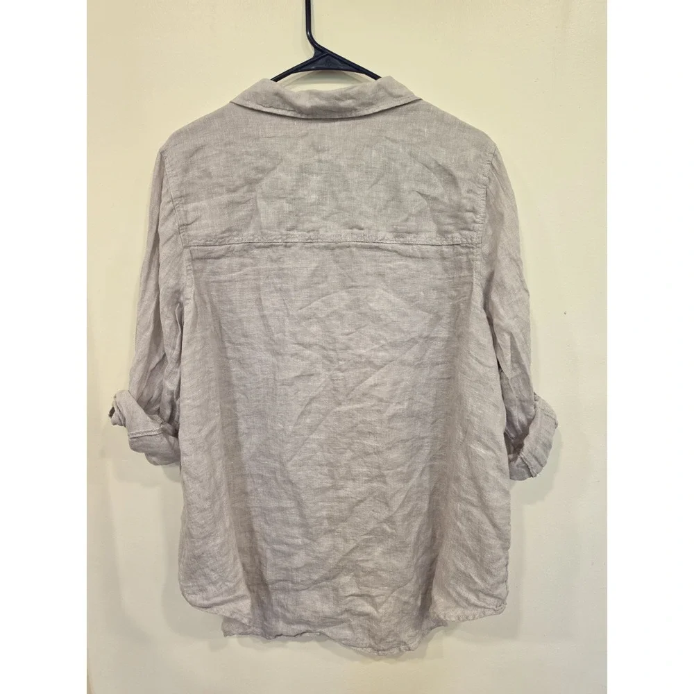 Sigrid Olsen 100% Linen Button Front Shirt Women's 1X Minimalist Elevated Basics - Picture 4 of 4